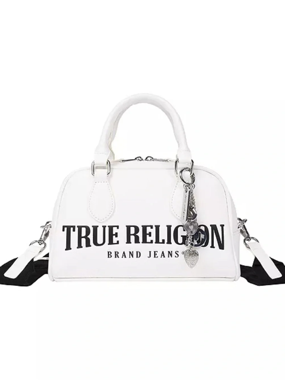True Religion Bombe Logo Satchel Handbag with Charm